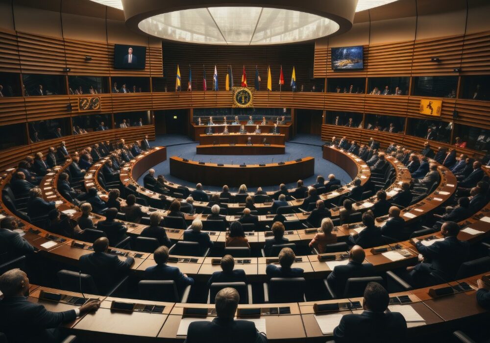 politician audience conference hall generative ai