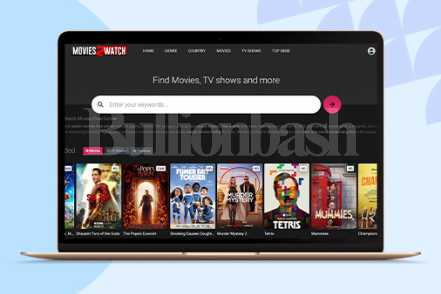Movies2watch homepage view showing streaming categories and features