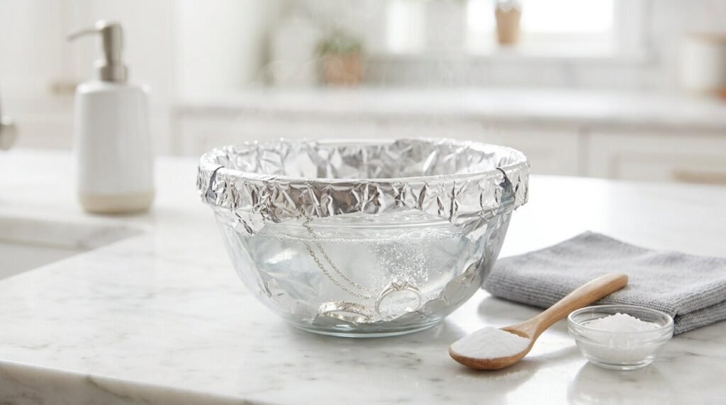 Method 1 Baking Soda and Aluminum Foil Best for Heavy Tarnish
